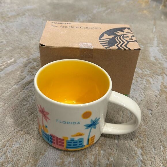 STARBUCKS Collectible You Are Here Series Florida Coffee Mug Blue Pink Orange - Picture 1 of 7